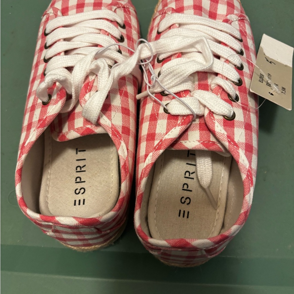 Esprit red and White Checkered Sneakers